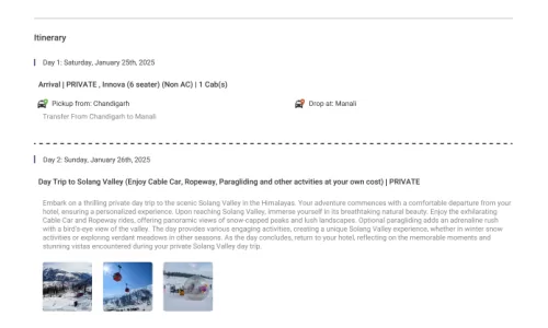 4N5D(Shimla + Manali) 5 Adults, 2 Rooms, 3 Star Hotel, Transfers with Innova
