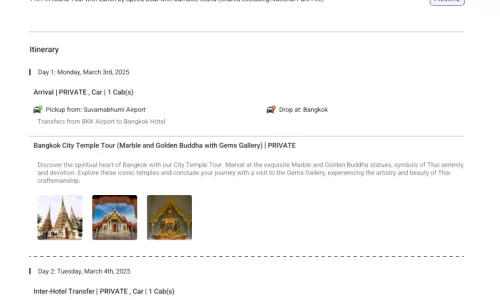 Thailand 5N6D2 Adults , 1 Room with Breakfast, 3 Star Hotel with All Transfers