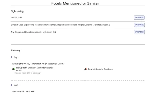 Kashmir 6N7D4 Adults 2 Kids, 2 Rooms with Breakfast, 3 Star Hotel with Transfers