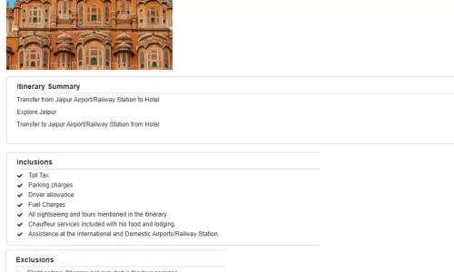 Jaipur 2N3D4 Adults, 2 Rooms with Breakfast, 3 Star Hotel with Transfers