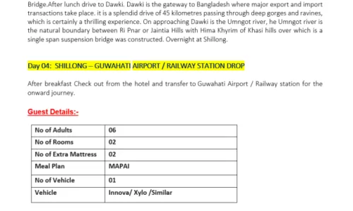 Meghalaya-Assam 3N4D
