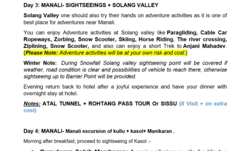 Manali 4D6N 3 Adults, 3 Kids(10yr, 11yr, 12yr), 2 Rooms with Breakfast and Dinner, 3 Star Hotel with