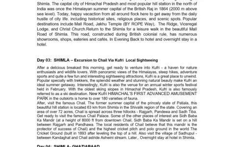 Shimla 3N4D2 Adults, 1 Room with Breakfast and Dinner, 3 Star Hotel with Transfers