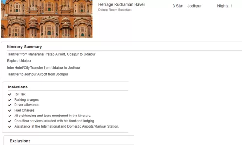 Rajasthan 3N4D2 Adults, 1 Room with Breakfast, 3 Star Hotel with Transfers