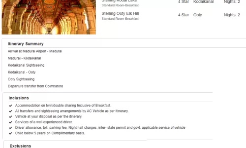 Tamil Nadu 5N6D3 Adults, 1 Room with Breakfast, 4 Star Hotel with Transfers