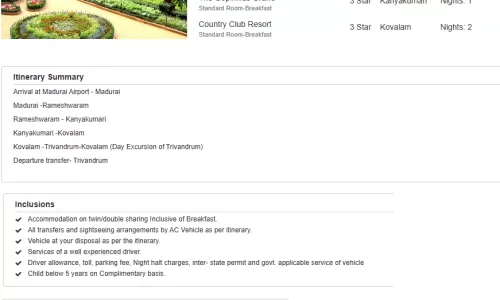 Tamil Nadu 5N6D6 Adults, 1 Kid(12yrs), 2 Rooms with Breakfast, 3 Star Hotel with Transfers