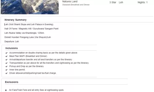 Ladakh 4N5D7 Adults, 1 Kid(11yrs), 3 Rooms with Breakfast and Dinner, 3 Star Hotel with Transfers