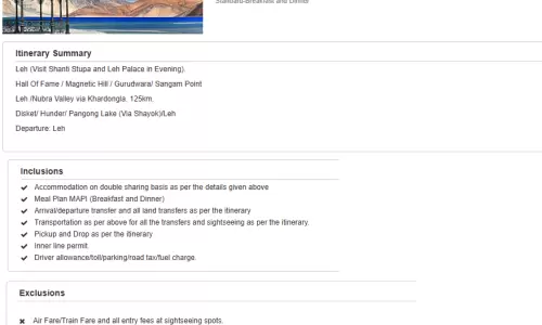 Ladakh 4N5D6 Adults, 2 Rooms with Breakfast and Dinner, 3 Star Hotel with Transfers