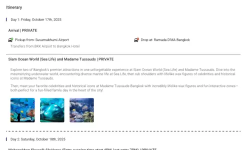 Thailand 5N6D5 Adults, 2 Rooms with Breakfast, 4 Star Hotel with Transfers