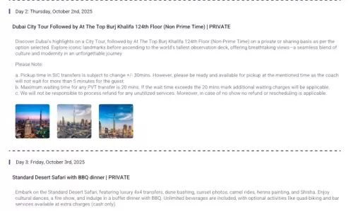 Dubai 5N6D2 Adults, 1 Room with Breakfast, 3 Star Hotel with Transfers