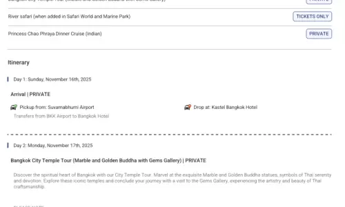 Thailand 4N5D3 Adults, 1 Room with Breakfast, 3 Star Hotel with Transfers