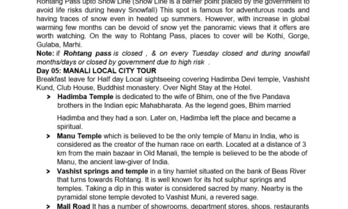 Himanchal Pradesh 5N6D4 Adults, 2 Room with Breakfast and Dinner, 3 Star Hotel with Transfers