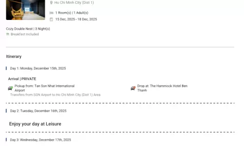Vietnam 3N4D1 Adult, 1 Room with Breakfast, 3 Star Hotel with Transfers and Flights (1 Adult, Econom