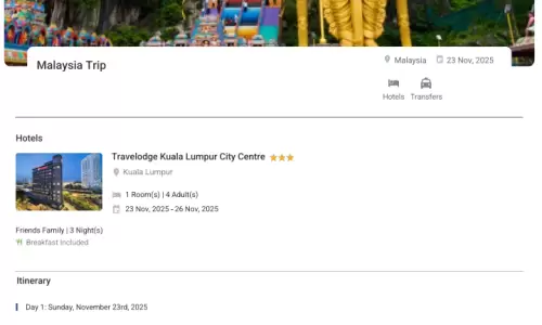 Malaysia 3N4D4 Adults, 1 Room with Breakfast, 3 Star Hotel with Transfers