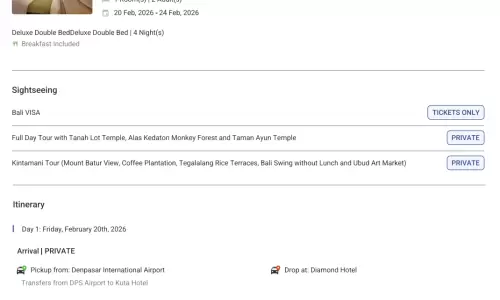 Bali 4N5D2 Adults, 1 Room with Breakfast, 3 Star Hotel with Transfers, Visa and Round Trip Flights (