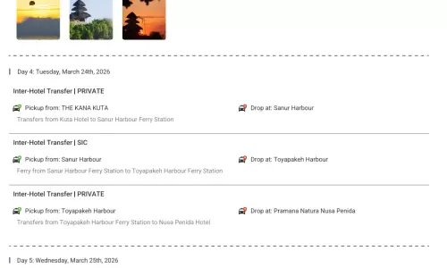 Bali 8N9D2 Adults, 1 Room with Breakfast, 4 Star Hotel with Transfers