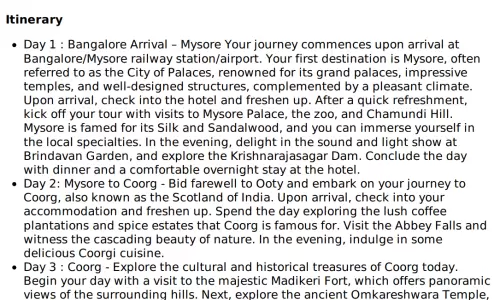 1n Mysuru | 2n Coorg | 2n Ooty4 Adults, 4 Kids (under 12 yrs), 2 Rooms with Breakfast, 3 Star Hotel 