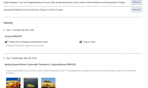 Bali 5N6D2 Adults, 1 Room with Breakfast, 4 Star Hotel with Transfers