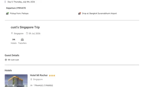 Thailand 4N + Singapore 2N 3 Adults , with Round Trip Flights(3 Adults, Economy) and Singapore visa
