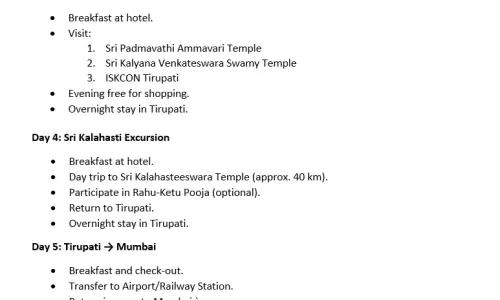 Tirupati 4N5D4 Adults, 2 Rooms with Breakfast, 3 Star Hotel with Transfers