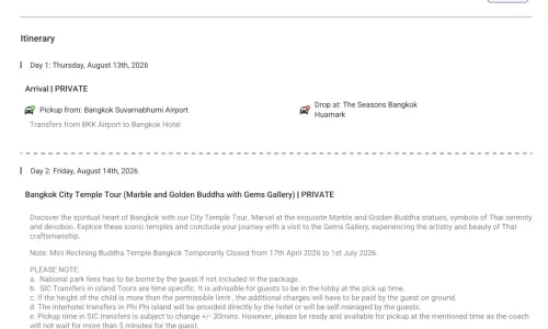 Thailand 5N6D3 Adults, 1 Room with Breakfast, 3 Star Hotel with Transfers and Round Trip Flights(Eco